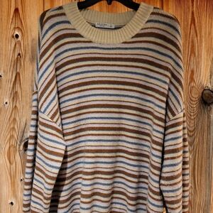 Arizona Jean Company Striped Sweater - Cream, Brown, Blue